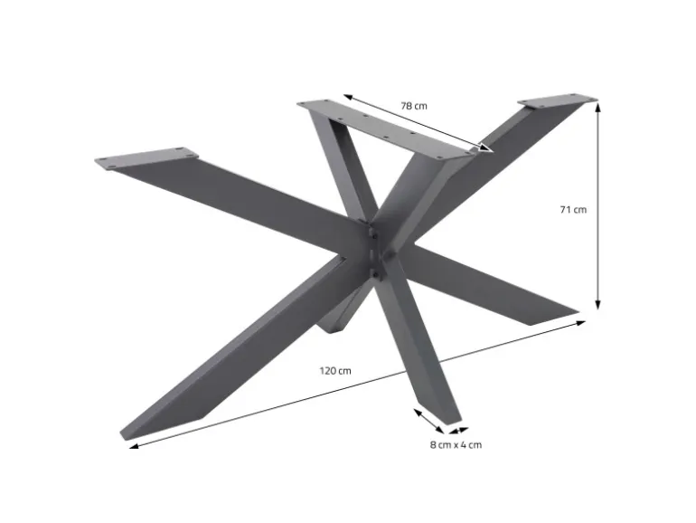 ML-Design Tischgestell Spider 78x71x120 cm Anthrazit Kreuzgestell Kreuz X-Design