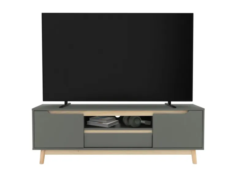 ML-Design TV-Schrank 140x40x46cm Grün-Natur mit 2 Türen für Fernseher bis 65Zoll