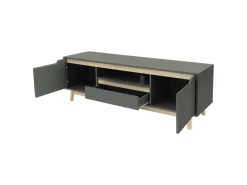 ML-Design TV-Schrank 140x40x46cm Grün-Natur mit 2 Türen für Fernseher bis 65Zoll
