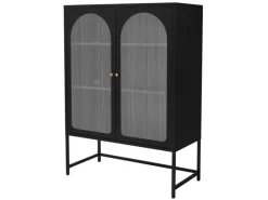 ML-Design Vitrinenschrank 85x120x40 cm Schwarz Metallschrank aus Stahl