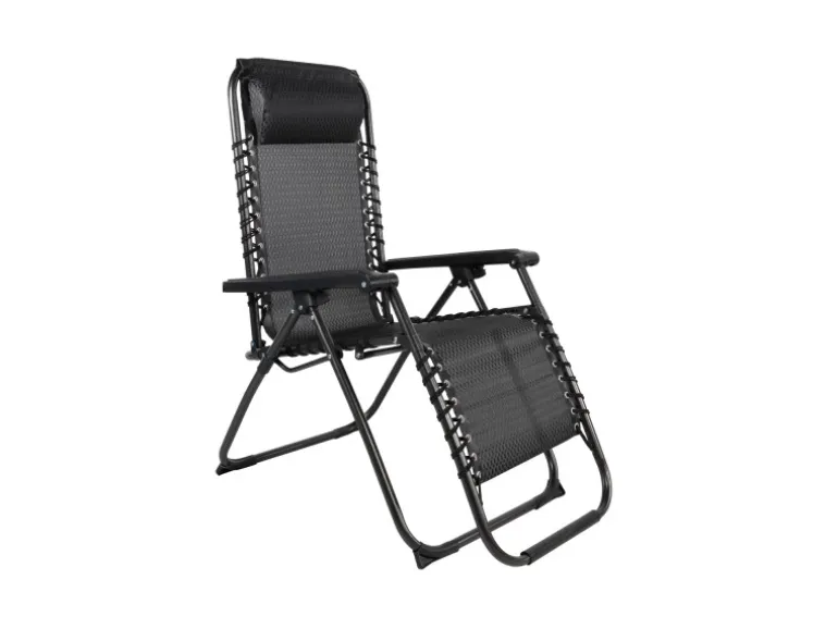 Mojawo Luxus Comfort GartenstuhlRelaxsessel Relaxstuhl Liegestuhl Klappbar Verstellbar mit Kopfpolster Schwarz und Grau