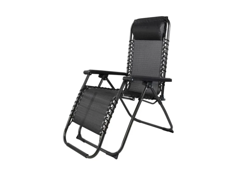 Mojawo Luxus Comfort GartenstuhlRelaxsessel Relaxstuhl Liegestuhl Klappbar Verstellbar mit Kopfpolster Schwarz und Grau