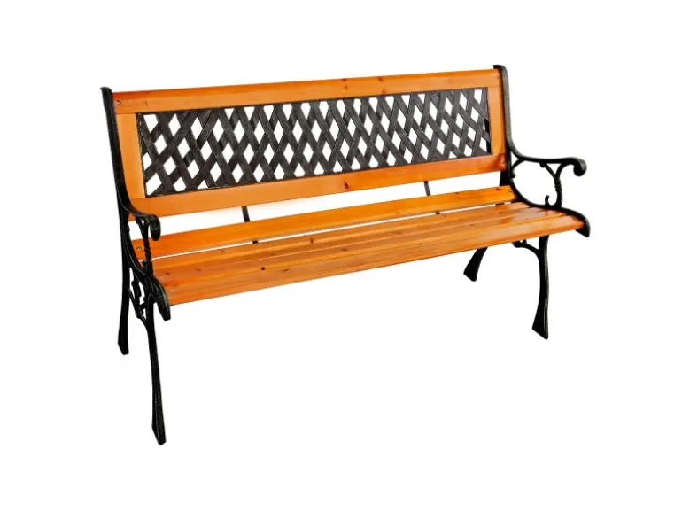 Mojawo Stabile und Massive Parkbank Holz MetallGartenbank Sitzbank 125 x 52 x 74 CM