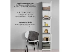 mokebo Bad Hochschrank Der Kapitän Badezimmerschrank in 180x33x34 HxBxT in cm in Weiß 2