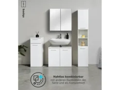 mokebo Bad-Beistellschrank Der Matrose Badschrank in 91x33x34cm HxBxT in Weiß