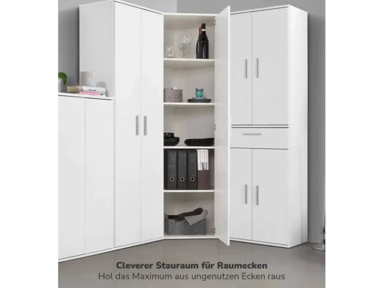 mokebo Eckschrank in Grau Der Lange Schrank Aufbewahrungsschrank oder Mehrzweckschrank