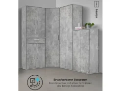 mokebo Eckschrank in Grau Der Lange Schrank Aufbewahrungsschrank oder Mehrzweckschrank
