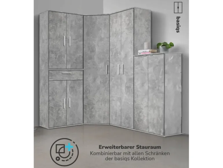 mokebo Eckschrank in Grau Der Lange Schrank Aufbewahrungsschrank oder Mehrzweckschrank