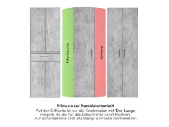 mokebo Eckschrank in Grau Der Lange Schrank Aufbewahrungsschrank oder Mehrzweckschrank
