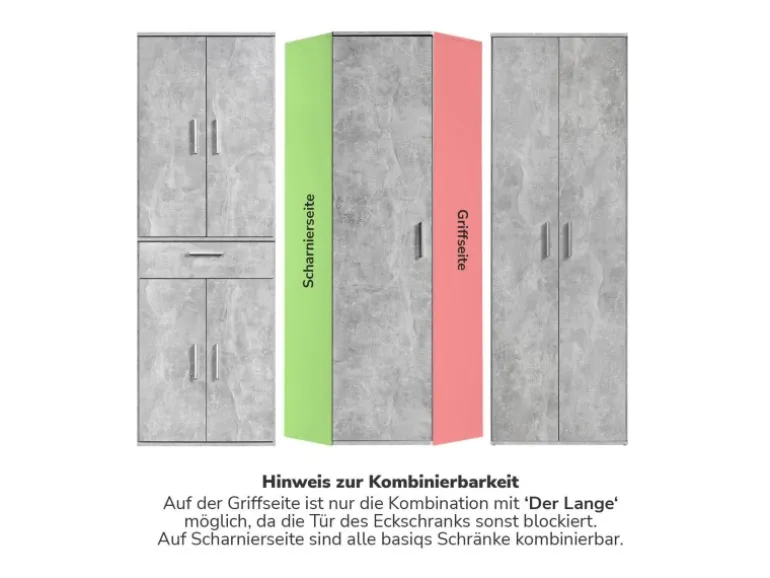 mokebo Eckschrank in Grau Der Lange Schrank Aufbewahrungsschrank oder Mehrzweckschrank