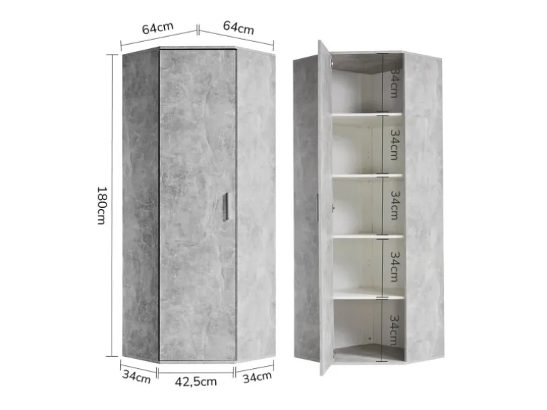 mokebo Eckschrank in Grau Der Lange Schrank Aufbewahrungsschrank oder Mehrzweckschrank