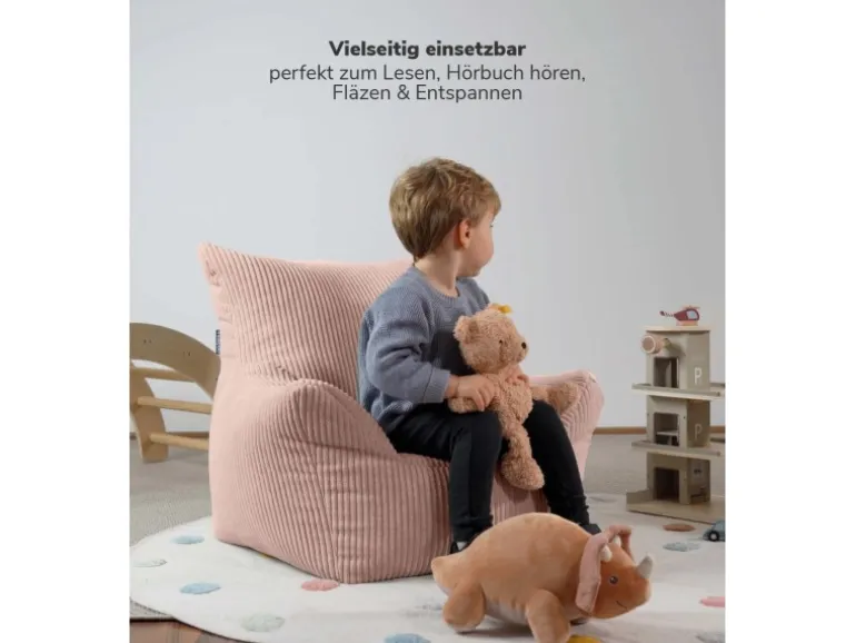 mokebo Kindersessel aus Cord Der Pausenheld Sitzsack Kinder Kindersitzsack in Rosa