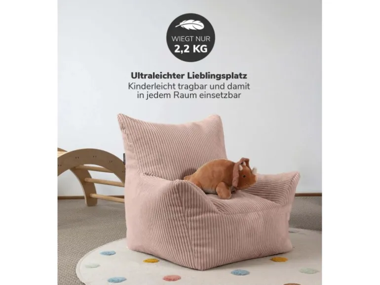 mokebo Kindersessel aus Cord Der Pausenheld Sitzsack Kinder Kindersitzsack in Rosa