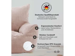 mokebo Kindersessel aus Cord Der Pausenheld Sitzsack Kinder Kindersitzsack in Rosa