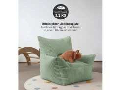 mokebo Kindersessel aus Cord Der Pausenheld Sitzsack Kinder Kindersitzsack in Grün