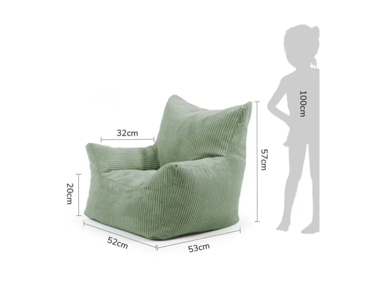 mokebo Kindersessel aus Cord Der Pausenheld Sitzsack Kinder Kindersitzsack in Grün