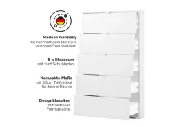 mokebo Kommode mit 5 Schubladen in Weiß Die Stilvolle Highboard Anrichte oder Sideboard