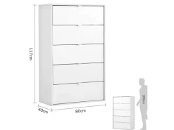 mokebo Kommode mit 5 Schubladen in Weiß Die Stilvolle Highboard Anrichte oder Sideboard
