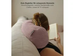 mokebo Nackenkissen mit Cordbezug Das Nickerchen Nackenrolle oder Kissenrolle in Rosa