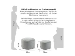 mokebo Pouf oder Sitzhocker aus Cord Der Faule Lenz Fußhocker in Grau mit EPS-Perlen Füllung