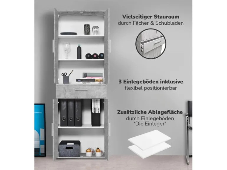 mokebo Schrank in Grau Der Praktische Mehrzweckschrank oder Aufbewahrungsschrank