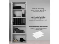 mokebo Schrank in Grau Der Lange Mehrzweckschrank Allzweckschrank oder Aufbewahrungsschrank