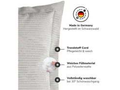 mokebo Sofakissen aus Cord Das Wölkchen Couchkissen oder Flatterkissen in Grau