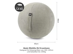mokebo Stoff Sitzball Büro Ergonomisch Der Sportliche Sitzball mit Pumpe 65cm Breite Ergonomische Bürostuhl Alternative