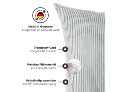 mokebo XXL Sofakissen Das Anschmiegsame Riesenkissen oder Kissen aus Cord in Grau