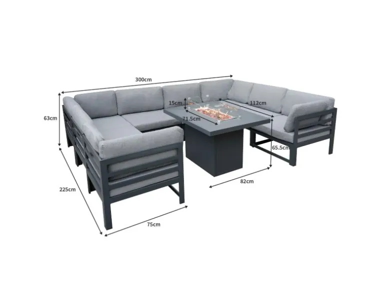 Monstershop Modulares Gartenlounge Set mit integrierter Feuerstelle