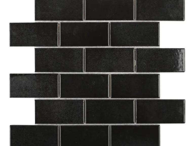 Mosaikmatte Castello Brick Keramik Schwarz 30,3 cm x 30,6 cm