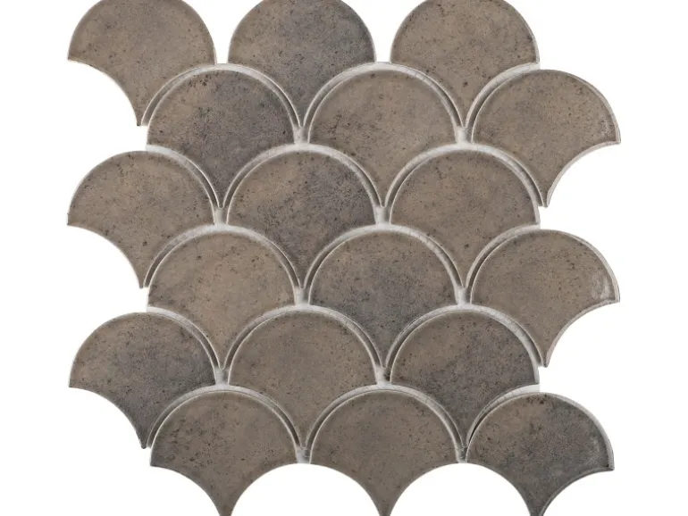 Mosaikmatte Castello Fächer Keramik Grau 29,2 cm x 30,3 cm