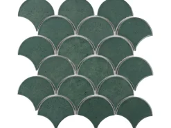 Mosaikmatte Castello Fächer Keramik Dunkelgrün 29,2 cm x 30,3 cm
