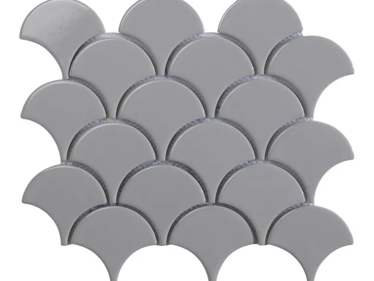 Mosaikmatte Fächer Keramik Grau 26 cm x 22 cm