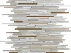 Mosaikmatte Glas & Aluminium Brown & Beige & Silver 30 cm x 30 cm