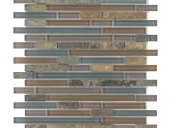 Mosaikmatte Glas & Stein Multicolor Slate Glas-Mix 30 cm x 30 cm