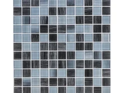 Mosaikmatte Glas Grau-Schwarz Gestreift 30 cm x 30 cm