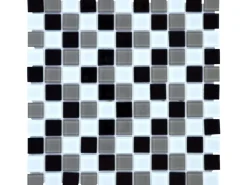 Mosaikmatte Glas Schwarz Beige Weiß Translucent 30 cm x 30 cm