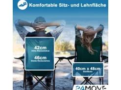 24Move Campingstuhl Faltstuhl Grün Mit Getraenkehalter Tragetasche Outdoor Faltbar Max 100Kg Anglerstuhl Polyester