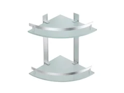 MSV Eck-Duschregal Tabarca Alu & Glas 24 cm x 24 cm x 30 cm