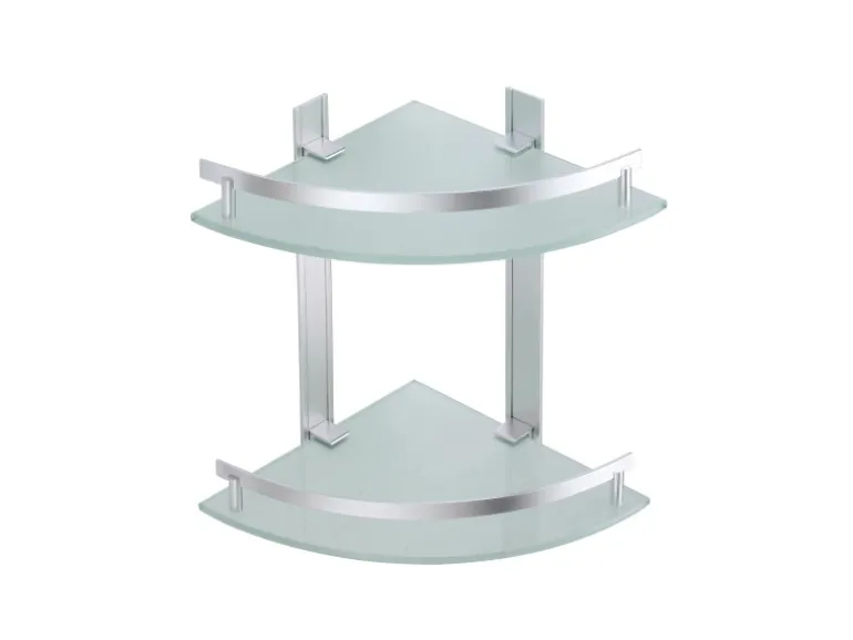 MSV Eck-Duschregal Tabarca Alu & Glas 24 cm x 24 cm x 30 cm