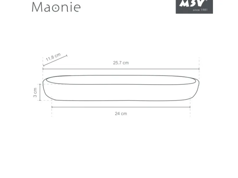 MSV Tablett Maonie Keramik 25,7 cm x 11,5 cm x 2,8 cm Dunkelblau