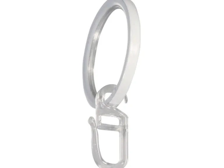 Mydeco Gardinen-Ringe Weiß Ø 4 cm für Ø 2 cm Gardinenstangen inkl. Gardinenhaken