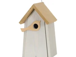 Nistkasten mit Vogelfigur Groß FSC® Hellgrau-Braun