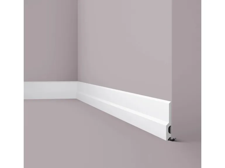 NOEL & MARQUET NMC FD22 WALLSTYL Sockelleiste Zierleiste Eckleiste 2 m 200 cm x 1,8 cm x 13 cm Weiß