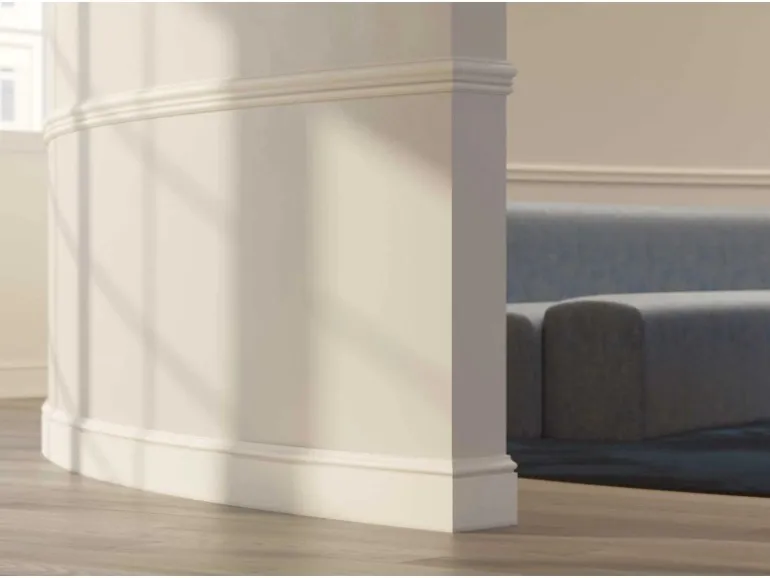 NOEL & MARQUET NMC FL2 Flex WALLSTYL Flexible Sockelleiste Zierleiste Stuckleiste 2 m 200 cm x 1,5 cm x 12 cm Weiß