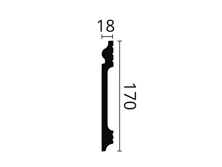 NOEL & MARQUET NMC FL17 WALLSTYL Sockelleiste Zierleiste Stuckleiste 2 m 200 cm x 1,8 cm x 17 cm Weiß