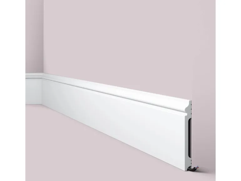 NOEL & MARQUET NMC FL14 WALLSTYL Sockelleiste Fußleiste Zierleiste Stuckleiste 2 m 200 cm x 1,5 cm x 14 cm Weiß
