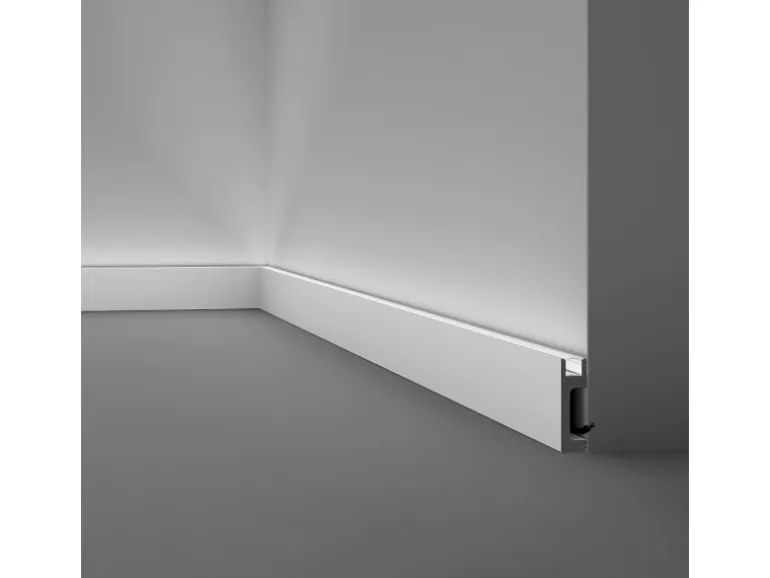 NOEL & MARQUET NMC IL10 WALLSTYL Sockelleiste Zierleiste Stuckleiste für Indirekte Beleuchtung 2 m 200 cm x 2,3 cm x 8 cm Grau