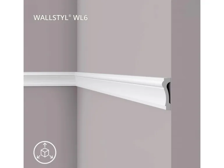 NOEL & MARQUET NMC WL6 WALLSTYL Wand- und Friesleiste Zierleiste Türumrandung 2 m 200 cm x 2,2 cm x 7,5 cm Weiß